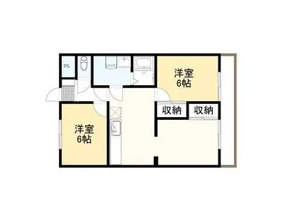 伊勢崎第2コートハウス(2LDK/1階)の間取り写真