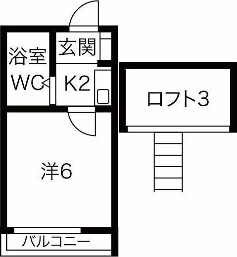 ボヌール 絆 II(1K/2階)の間取り写真