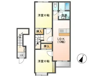 フローリィ(2LDK/2階)の間取り写真