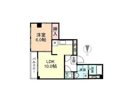 ベルトピア富山5A棟(1LDK/1階)の間取り写真