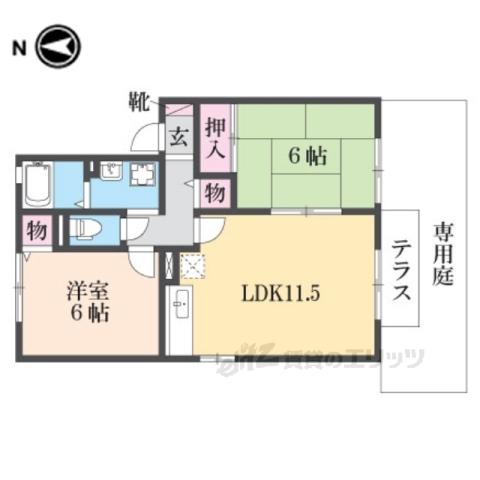 セジュールS C棟(2LDK/1階)の間取り写真