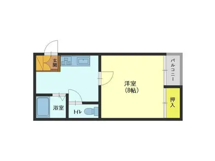 サンシャイン呉羽(1K/1階)の間取り写真