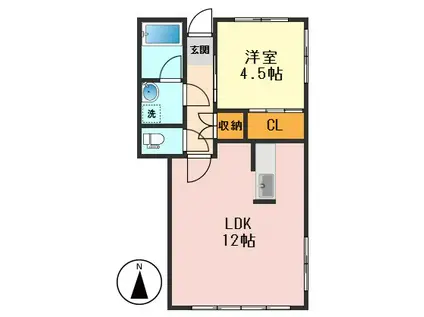 三家第2ビル(1LDK/4階)の間取り写真