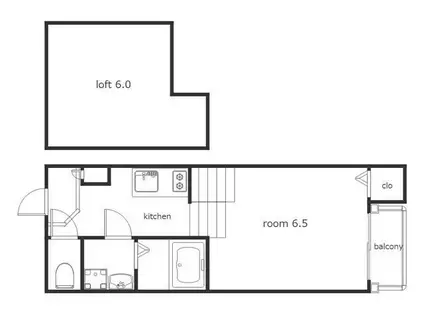 カサ・シャングリラ(ワンルーム/1階)の間取り写真
