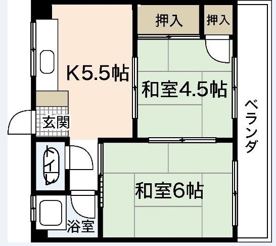 第二楠ビル(2K/3階)の間取り写真