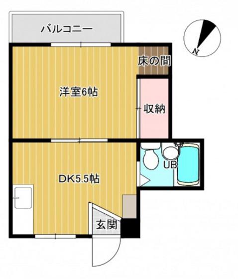 コーポカワモト(1DK/1階)の間取り写真
