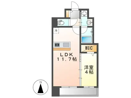 エルミタージュ桜山(1LDK/4階)の間取り写真