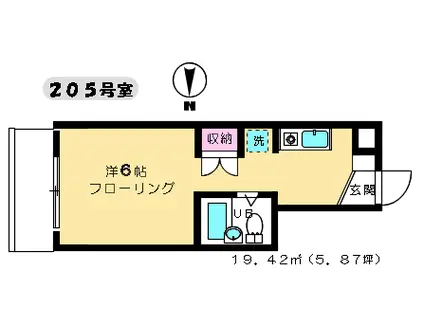 エクセル代田橋(ワンルーム/2階)の間取り写真