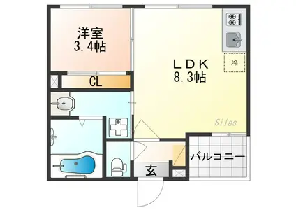 S&L花園(1LDK/1階)の間取り写真