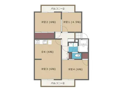 サンビレッジ熊本CB(3LDK/2階)の間取り写真