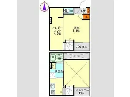 カーサ9名駅(ワンルーム/2階)の間取り写真