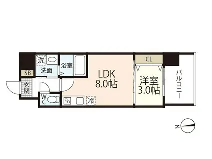 ARTISTA宝町(1LDK/9階)の間取り写真