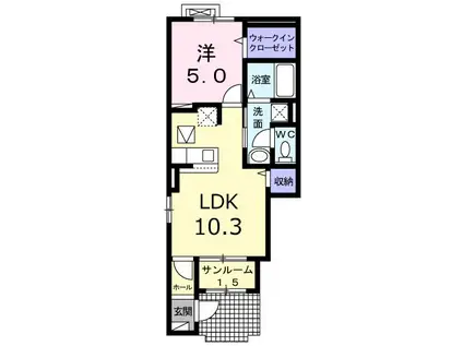 ＪＲ信越本線 越後石山駅 徒歩13分 2階建 築1年(1LDK/1階)の間取り写真