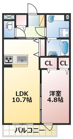 ドミール京町(1LDK/1階)の間取り写真