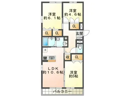 メゾン ド ラピスラジュリ(3LDK/1階)の間取り写真