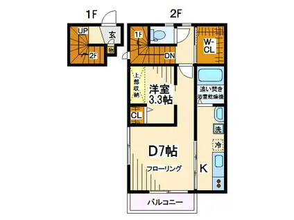 レラ リュミエール(1DK/2階)の間取り写真