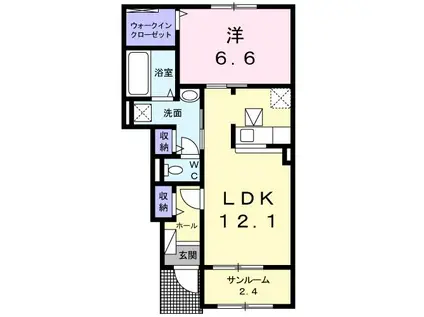 シャトー ペイザージュ A(1LDK/1階)の間取り写真
