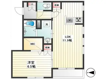 カーサ 暁(1LDK/1階)の間取り写真