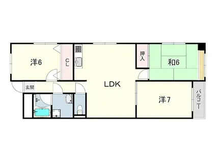 ブリージェ朝日ヶ丘(3LDK/1階)の間取り写真