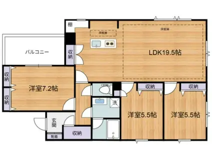小田急多摩線 栗平駅 徒歩20分 3階建 築15年(3LDK/2階)の間取り写真