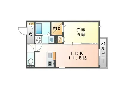 LA CHOUETTE(1LDK/2階)の間取り写真