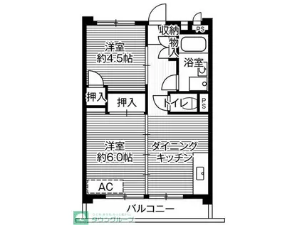 ビレッジハウス向台タワー(2DK/4階)の間取り写真