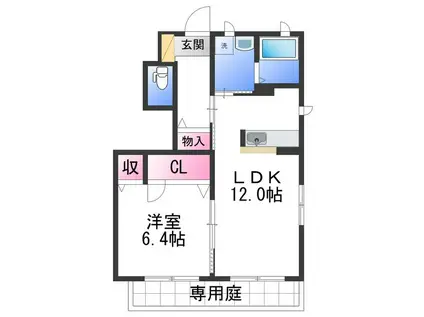 フローラル・アイ(1LDK/1階)の間取り写真