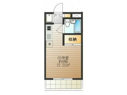 府中ウエスト(ワンルーム/2階)の間取り写真