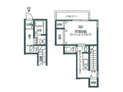 トレス長崎(1K/2階)の間取り写真