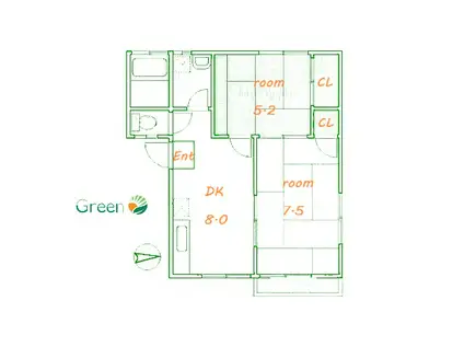 グリーハイム平塚 A(2DK/1階)の間取り写真