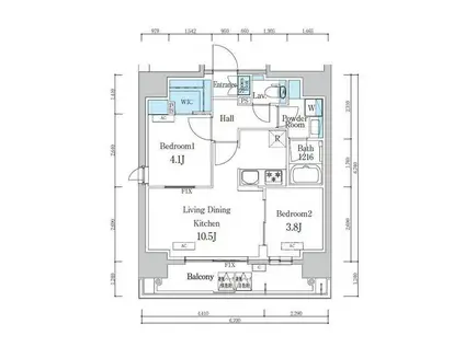 デュオフラッツ浅草蔵前(2LDK/2階)の間取り写真