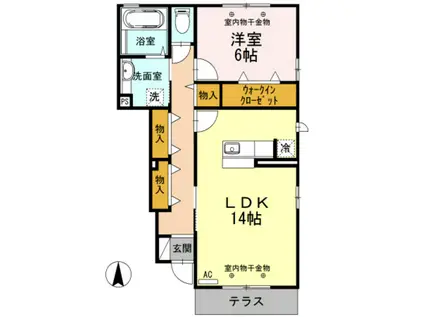 ジュネス向新庄IIB(1LDK/1階)の間取り写真