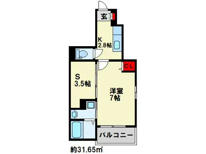 MS SQUARE A(1K/1階)の間取り写真