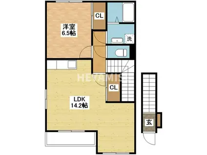 MAISON AKI(1LDK/2階)の間取り写真