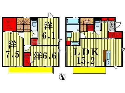 ヴィルヌープV(3LDK/1階)の間取り写真