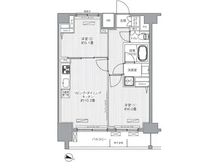センテニアル王子神谷(2LDK/10階)の間取り写真