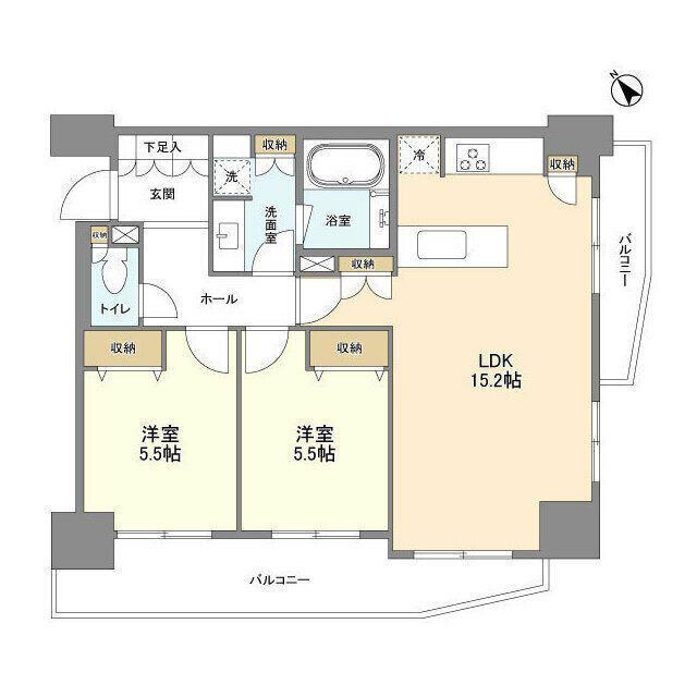 LASANTE五反田(2LDK/8階)の間取り写真