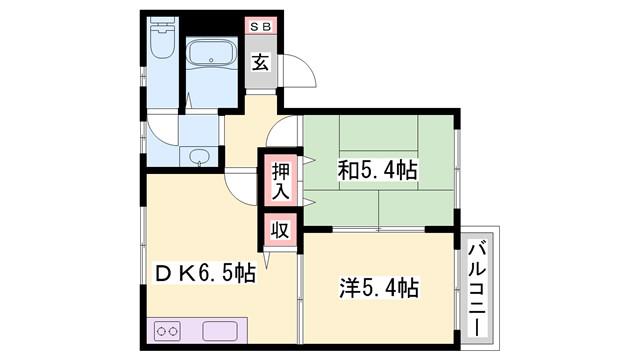 フレグランス志染(2DK/1階)の間取り写真