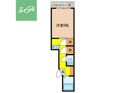 ベルシティブルナス(1K/3階)の間取り写真