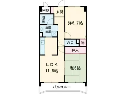 インペリアルコート星田(2LDK/2階)の間取り写真
