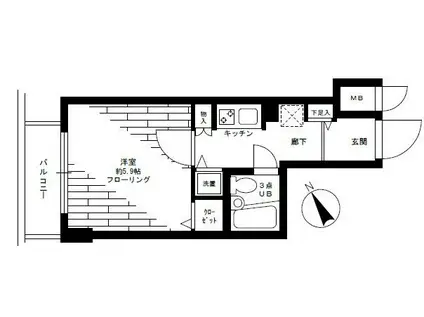 ステージファースト青山(1K/3階)の間取り写真