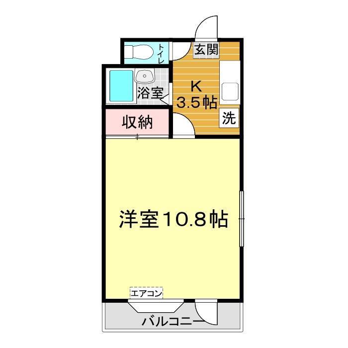 ハイツ大河原(1K/4階)の間取り写真