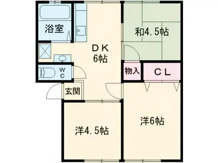 サンハイツ門暮A(3DK/1階)の間取り写真