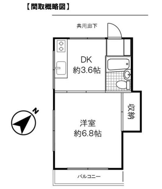中央コーポⅠ(1DK/2階)の間取り写真