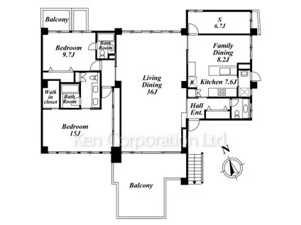 広尾タウンハウス(2SLDK/2階)の間取り写真
