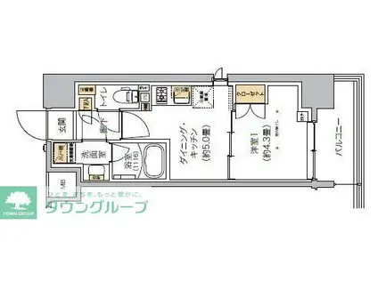 リビオメゾン芝浦(1DK/8階)の間取り写真