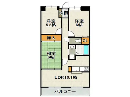 コスモカウンティII(3LDK/3階)の間取り写真
