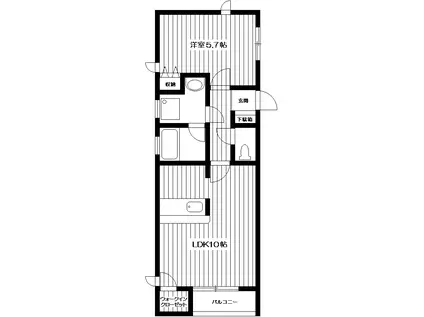 リーヴ壱番館(1LDK/2階)の間取り写真