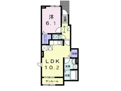 アローラ ナカツ I(1LDK/1階)の間取り写真