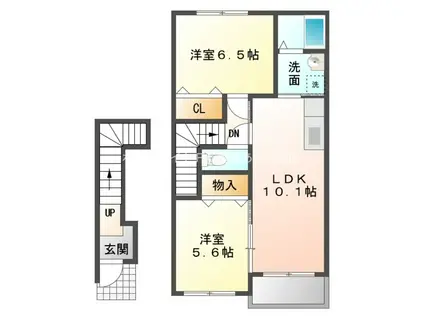 イーストサイドフジ(2LDK/2階)の間取り写真